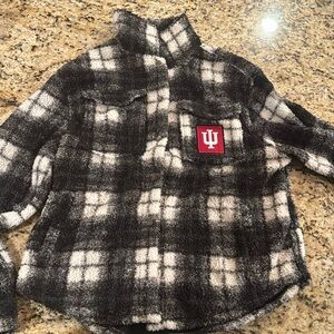 IU Flannel fuzzy button up jacket